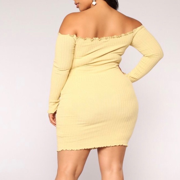 NEW•1X•Slay In The Sunshine Off The Shoulder Ribbed Dress - Picture 5 of 13